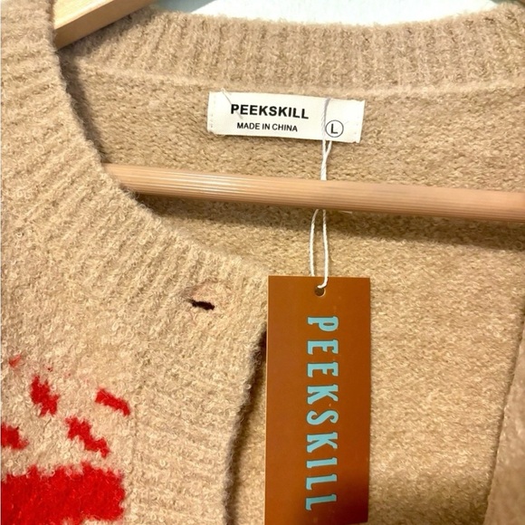 NWT Peekskill Wool-Blend Happy Hibiscus Contrast Cardigan - Size M - Picture 5 of 7